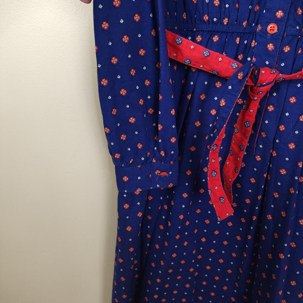 Vintage Lanz Original Cottagecore Blue Floral Long Sleeve Dress Size XS - Picture 6 of 12